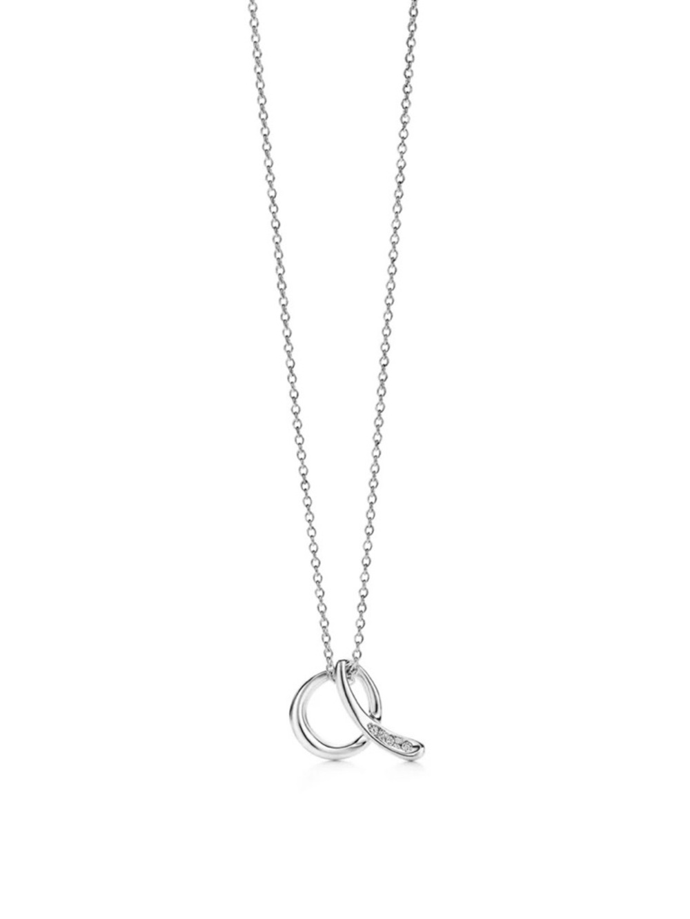 Tiffany Elsa Peretti “A” Alphabet Collection Necklace with Diamonds